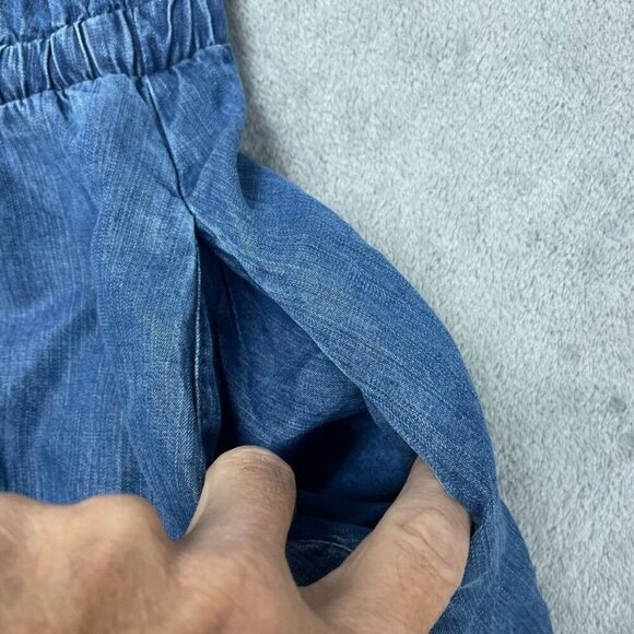 Lands’ End Lyocell Tiered Midi Dress M Blue Elastic Waistband d0355 - Picture 6 of 8